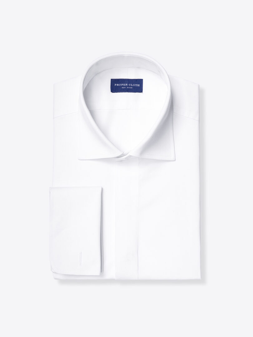 Thomas Mason White 3-Ply Regal Twill Dress Shirt 