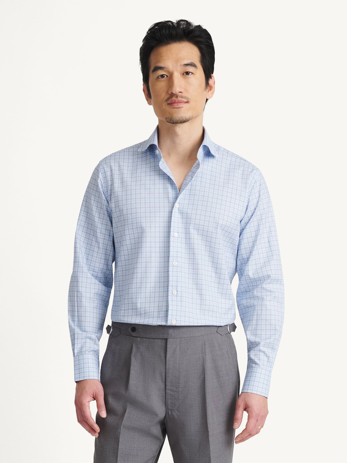 blue twill dress shirt French Blue Twill Natural Stretch Cotton Dress Shirt
