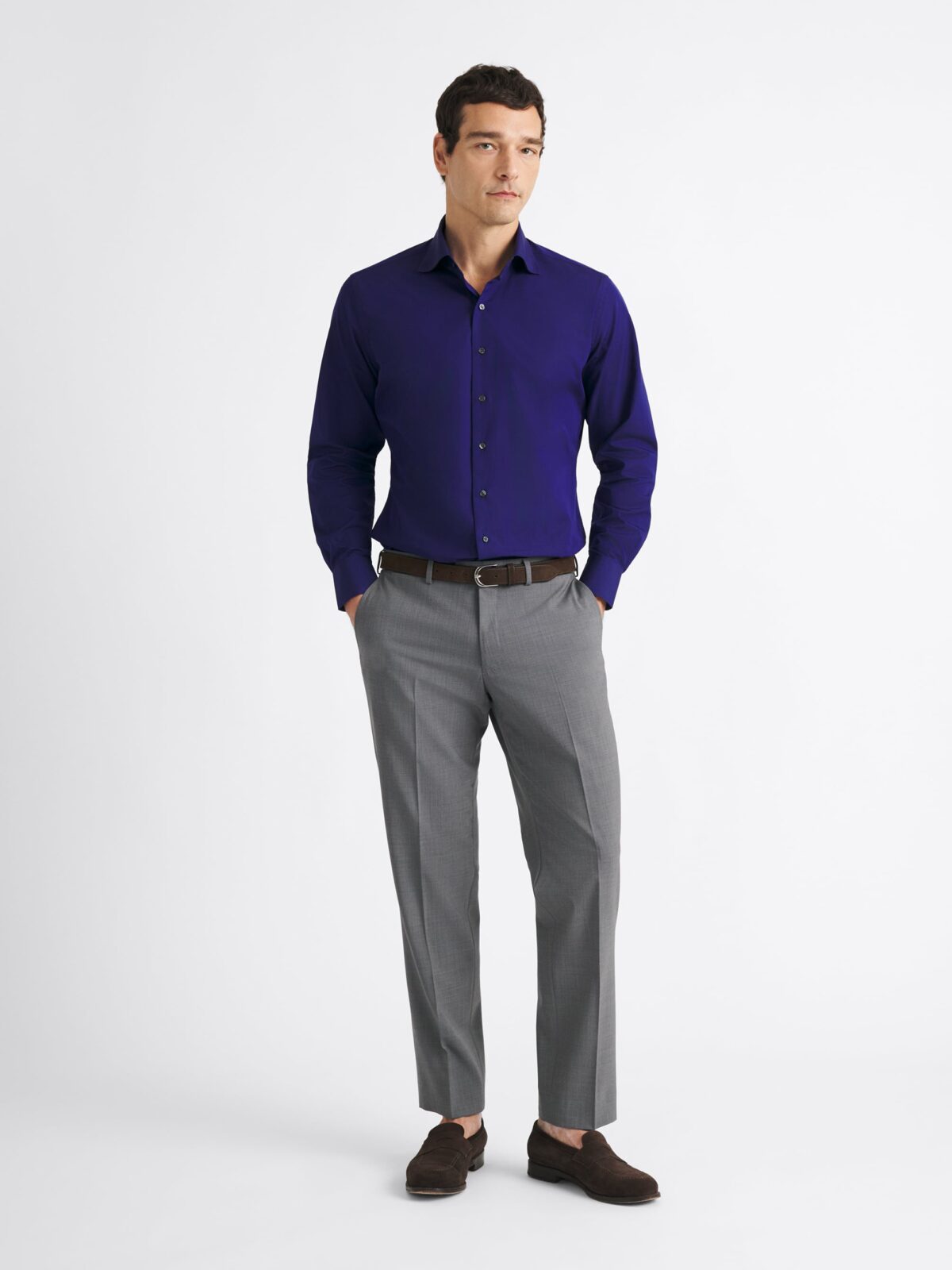 The Thomas Mason Broadcloth Dress Shirt in Navy