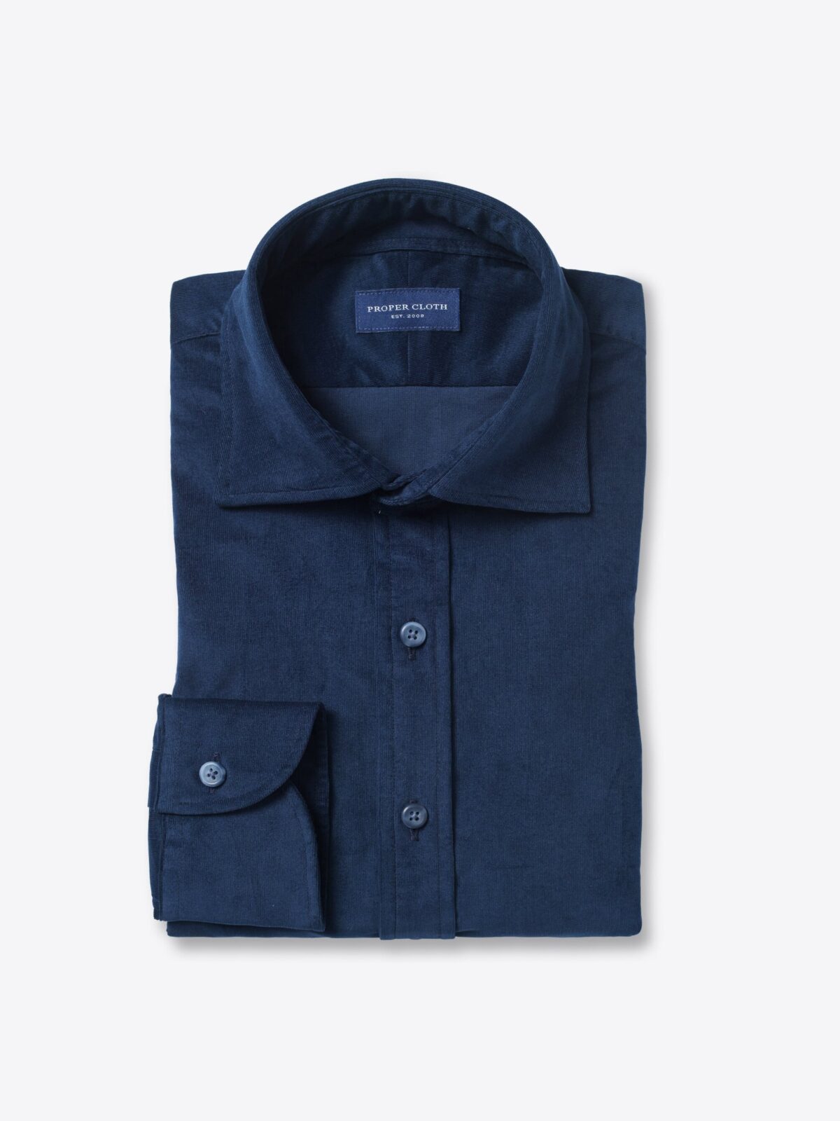 Graham Navy Stretch Pincord Corduroy Shirt by Proper Cloth