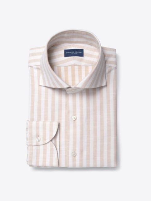 Shop Amalfi Beige Tonal Wide Stripe Pique