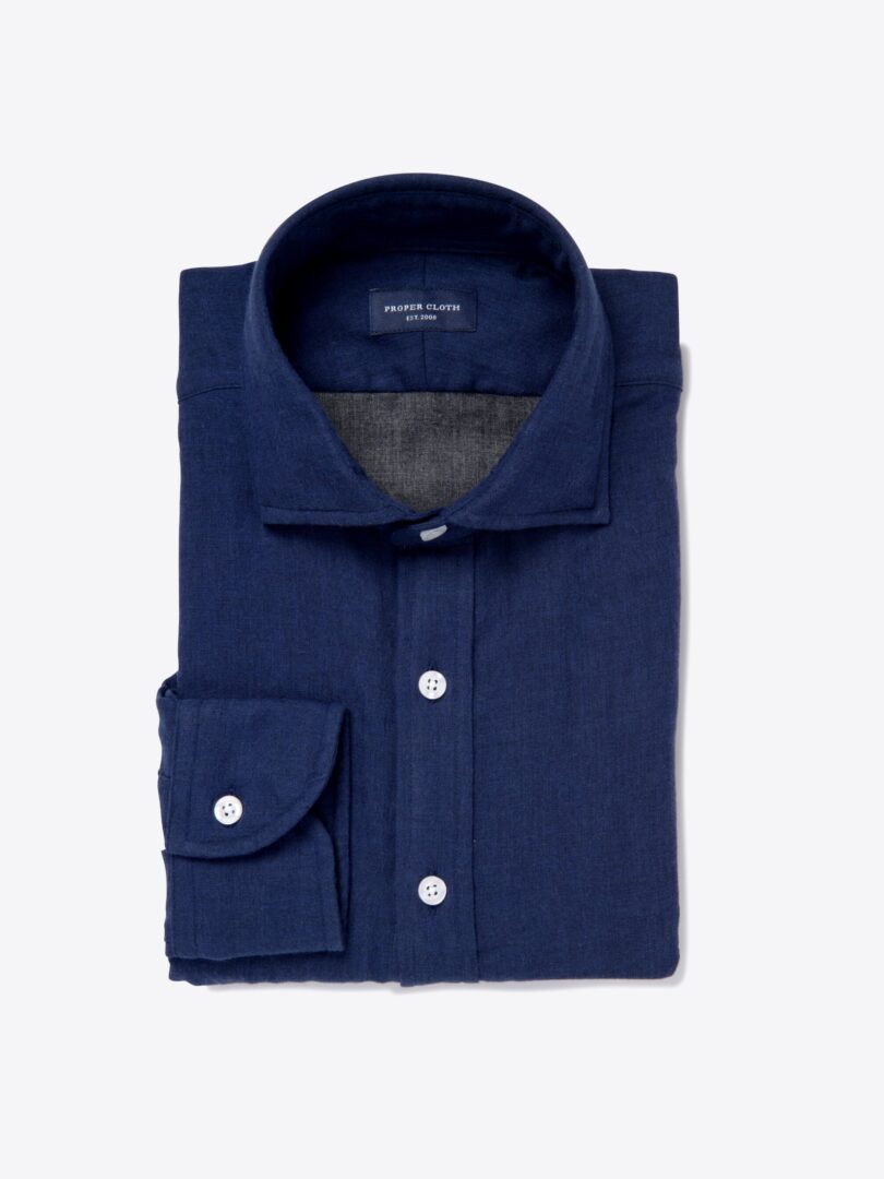 Japanese Navy Double Cloth Custom Made Shirt 