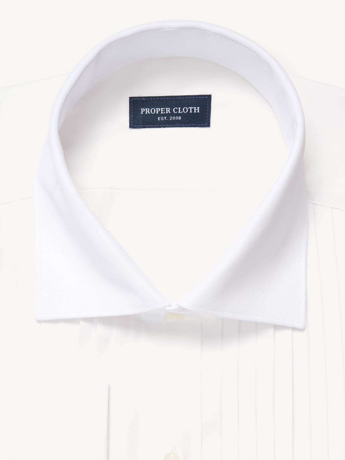 Proper Cloth Men's Stanton 120S White Broadcloth Pleated Front Tuxedo Shirt - White, Size: 24, Big, Tall, 100% Cotton