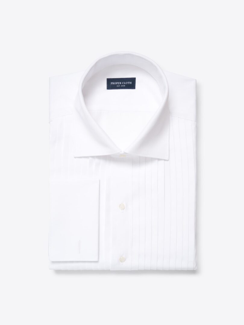 Stanton 120s White Broadcloth Pleated Front Tuxedo Shirt Product Image