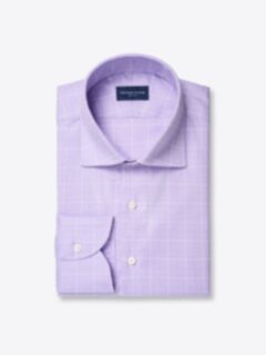 Non-Iron Stretch Lavender Prince of Wales Check Shirt by Proper Cloth