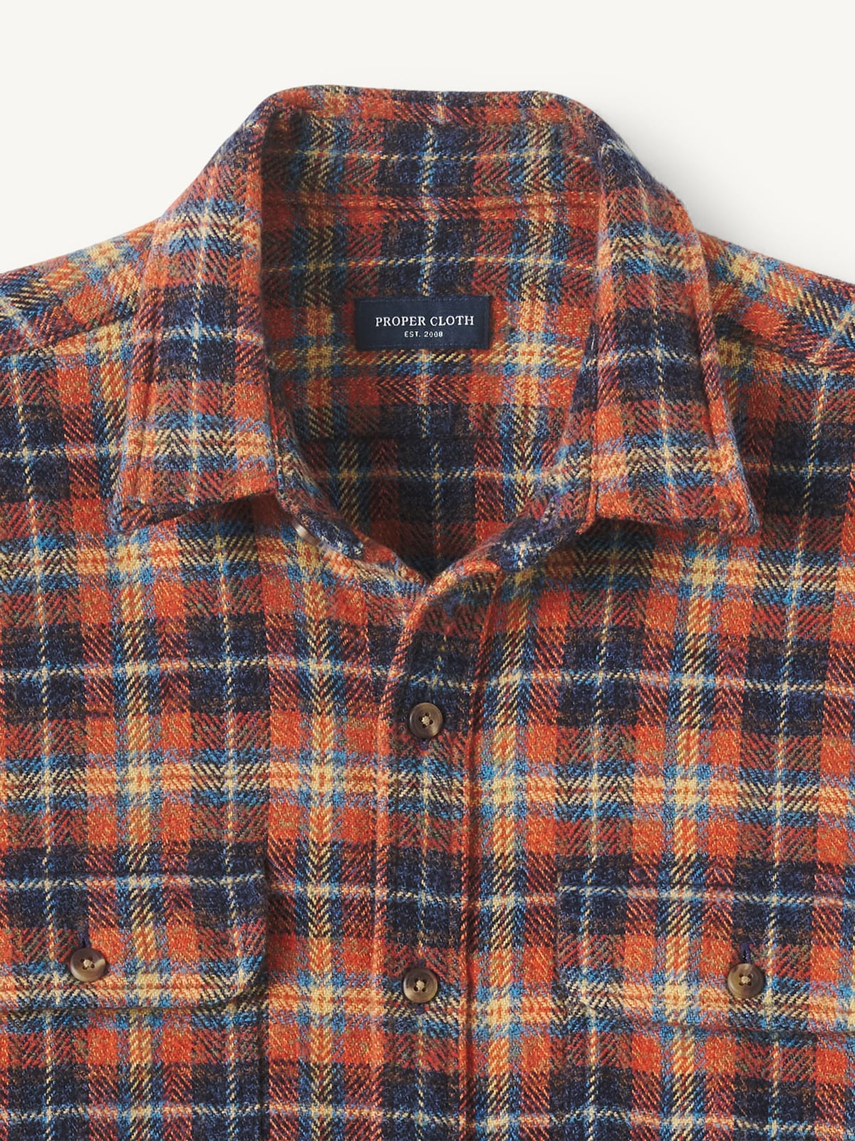 Japanese Orange Blue and Yellow Low Twist Plaid Shirt Japanese Orange Blue and Yellow Low Twist Plaid Shirt