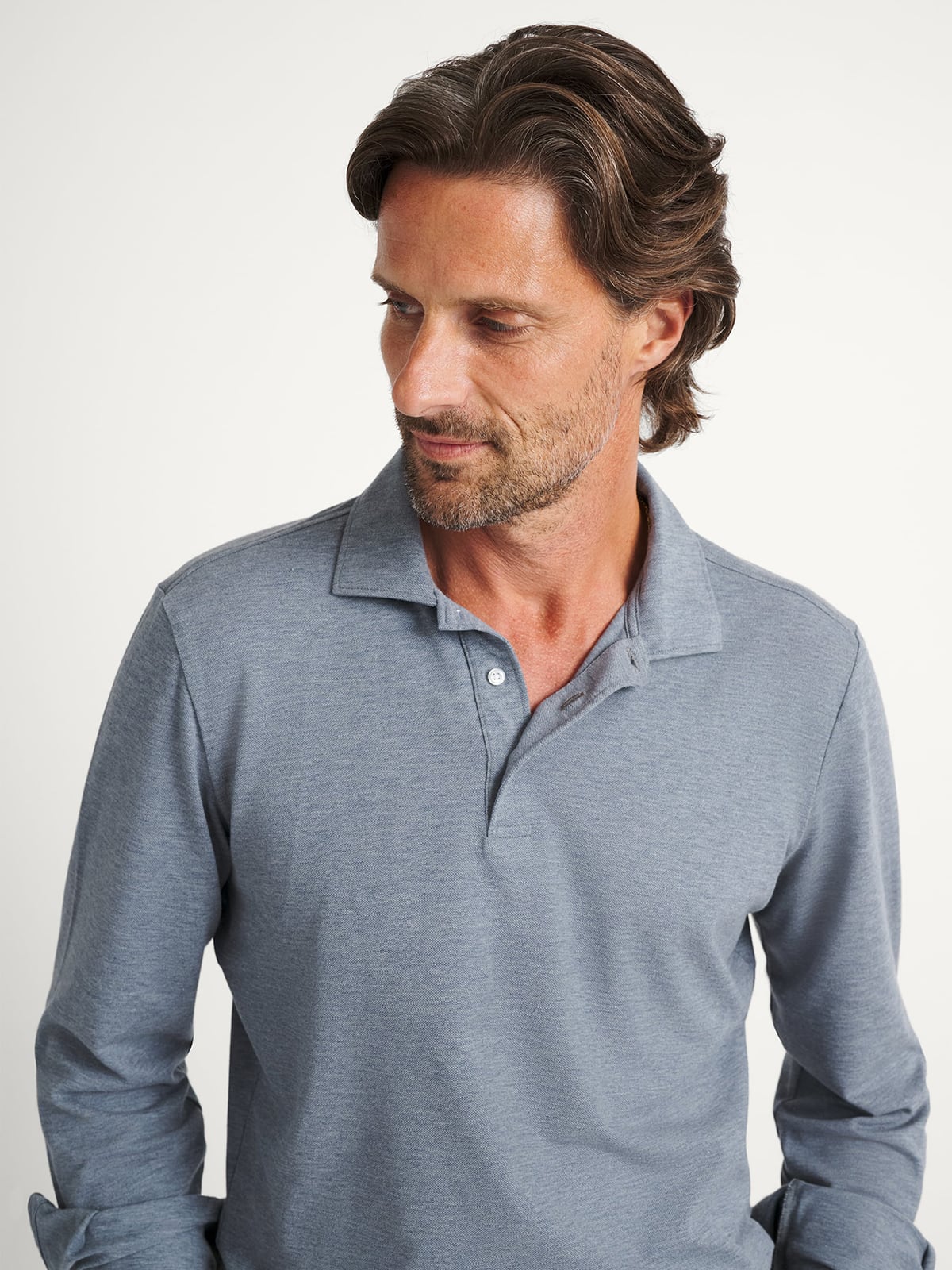 polo easy care dress shirt Proper Cloth Men's Taupe Melange Easy Care Knit Custom Dress Shirt