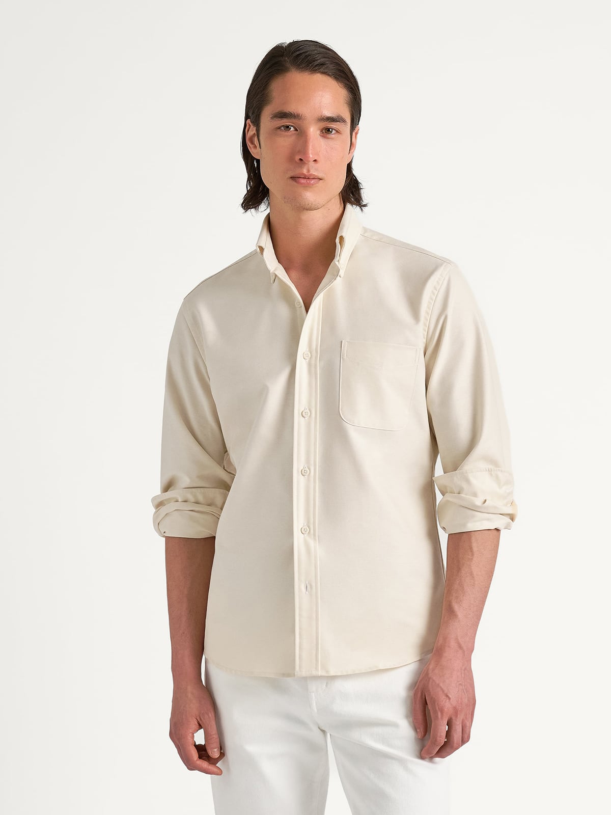 Mens Fashion Ecru Color Dress Shirt Ecru Long Sleeve Do-It-All Comfort Shirt Mens Fashion Ecru Color Dress Shirt Ecru Long Sleeve Do-It-All Comfort Shirt