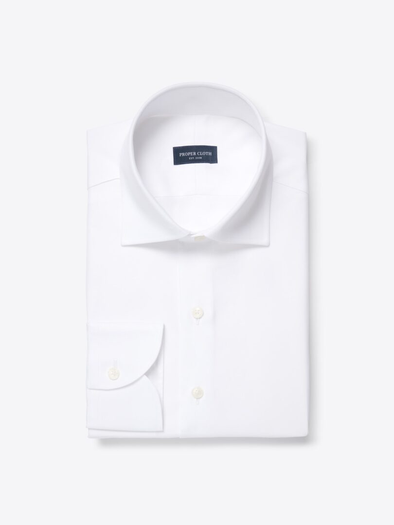 Thomas Mason White 100s Fine Twill Dress Shirt 