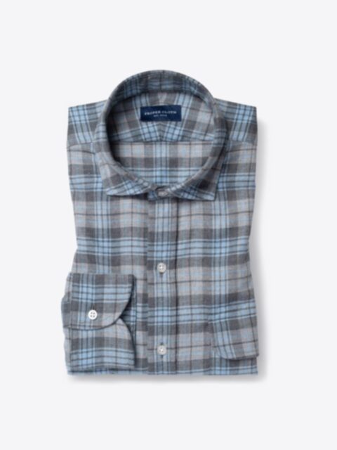 Shop Satoyama Light Blue and Grey Plaid Flannel