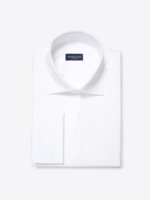 Suggested Item: Thomas Mason White Fine Twill Covered Placket Tuxedo Shirt