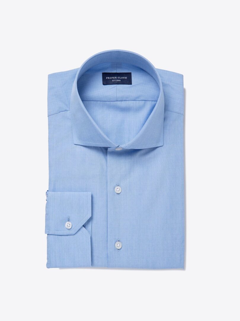Stanton 120s Blue End-on-End Fitted Dress Shirt 