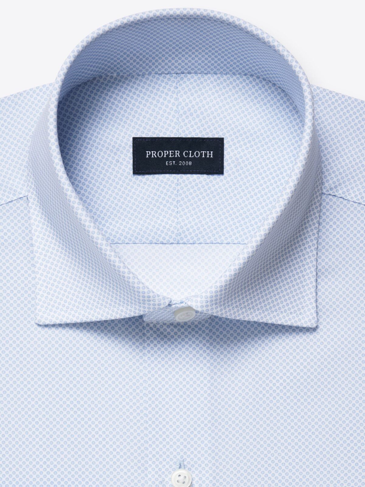 White and Light Blue Micro Print Dress Shirt Shirt by Proper Cloth