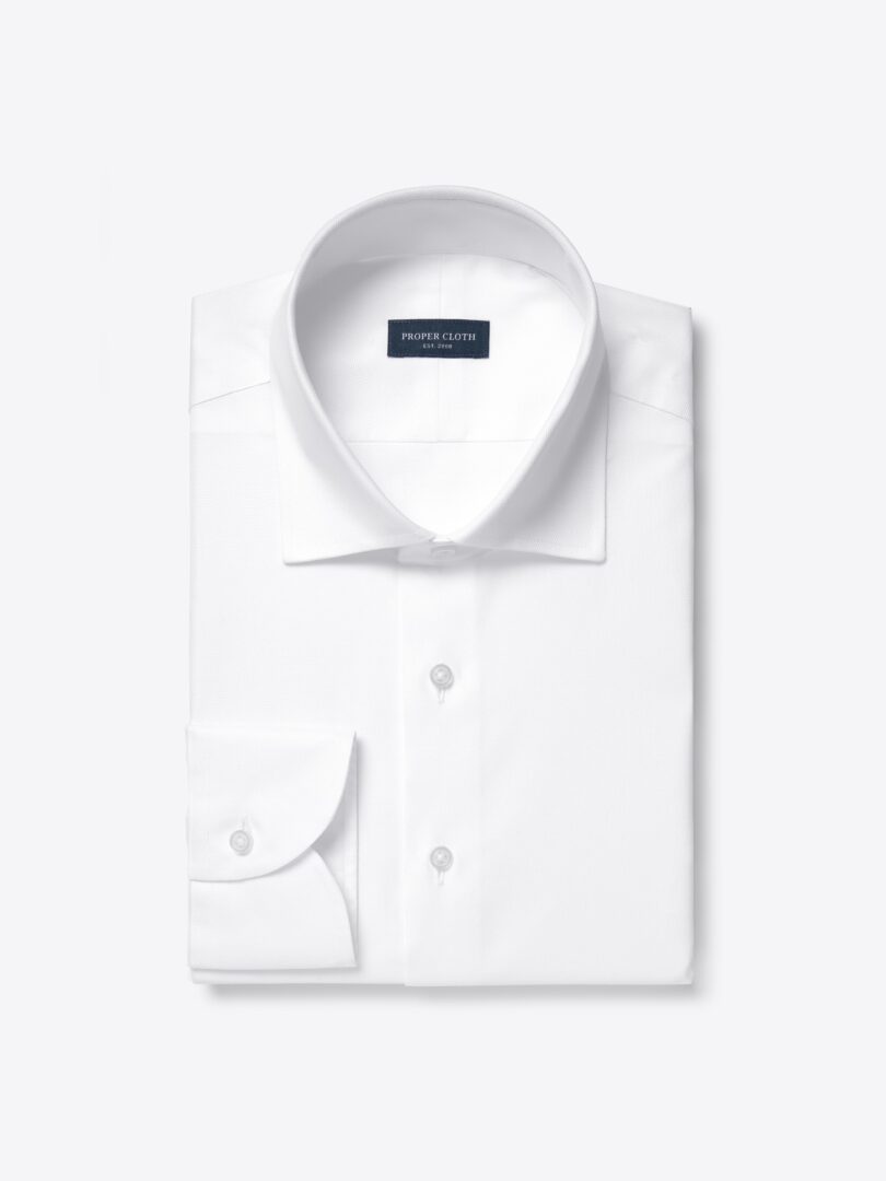 Thomas Mason Wrinkle-Resistant White Royal Oxford Custom Dress Shirt 