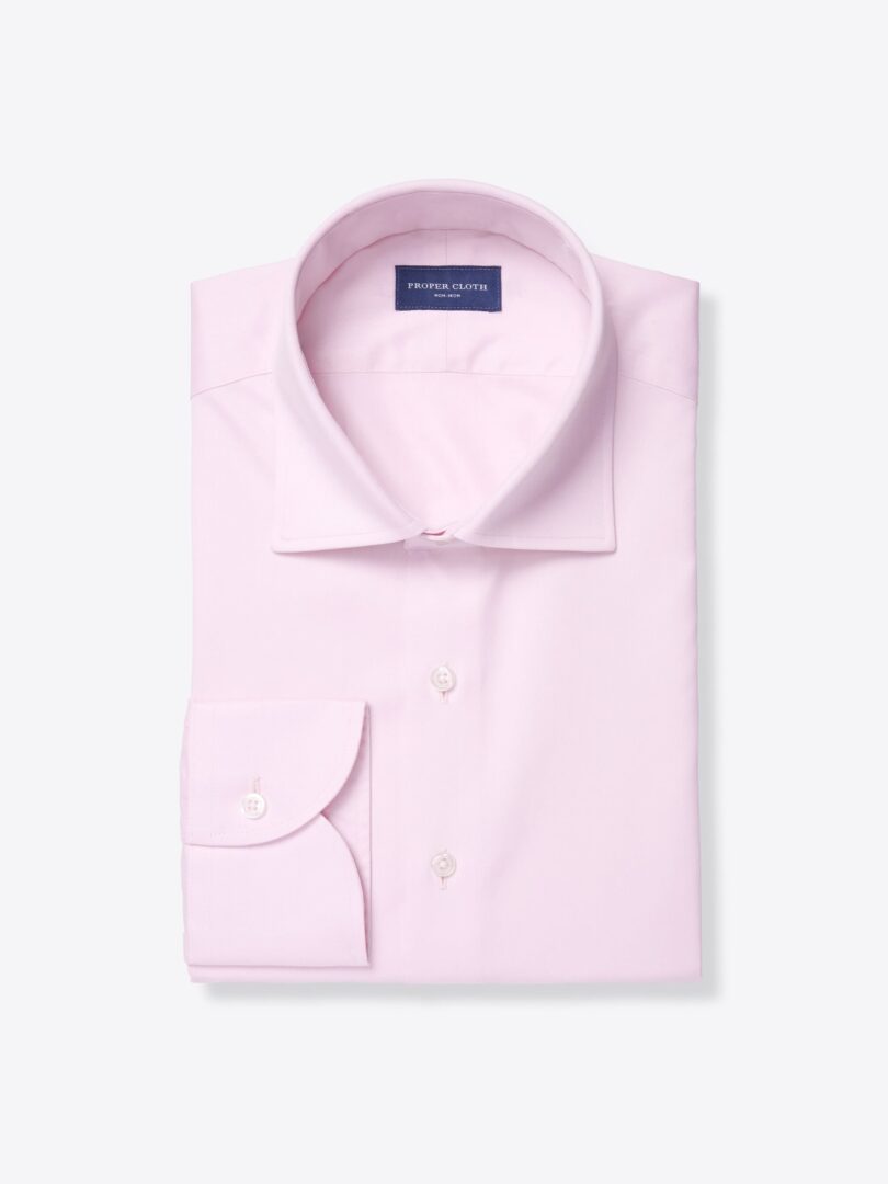 Non-Iron Light Pink Fine Twill Fitted Dress Shirt 