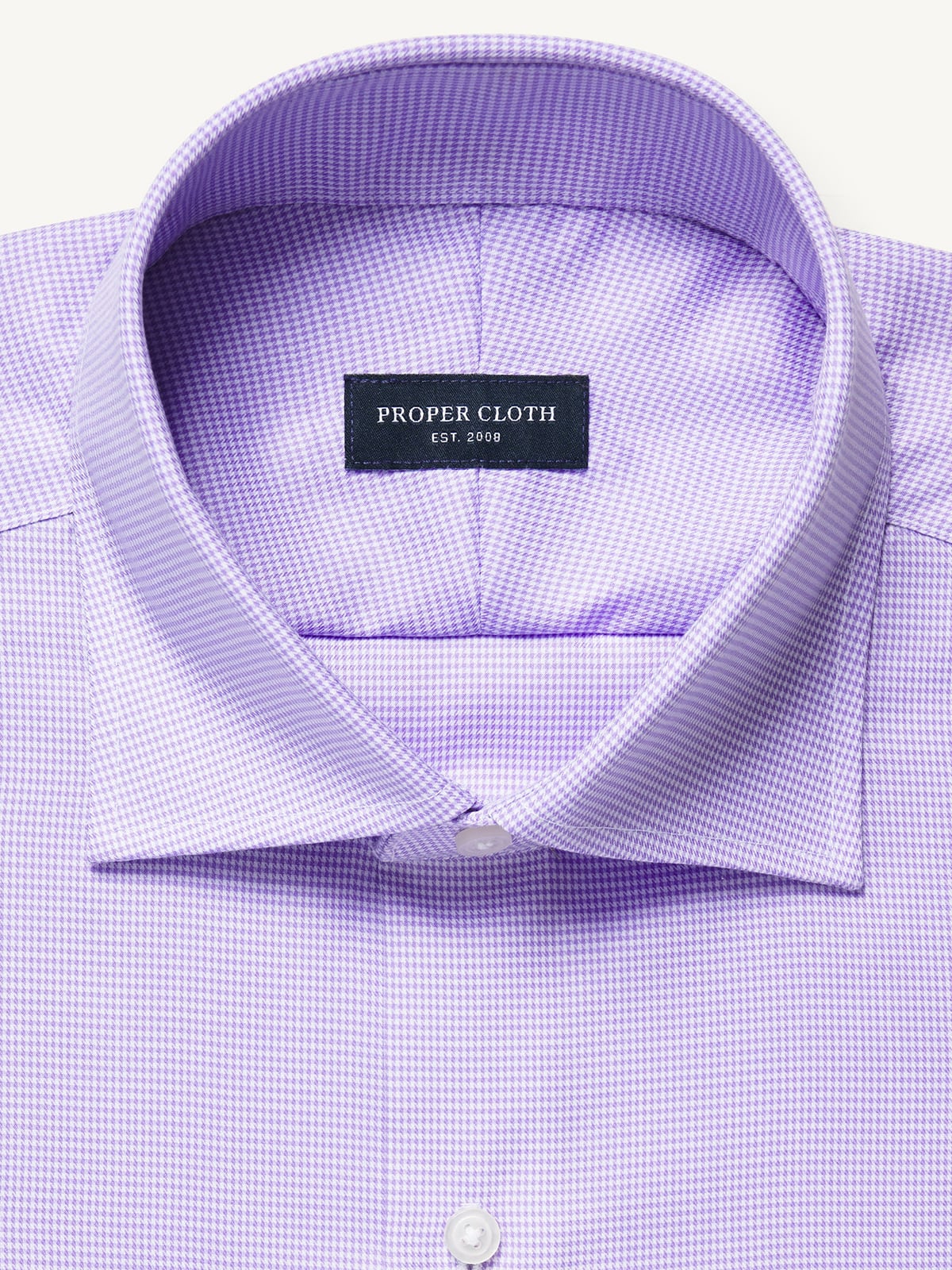 Proper Cloth Men's Mayfair Wrinkle-Resistant Lavender Houndstooth Tailor Made Shirt - Pink, Size: 14, Regular, 100% Cotton