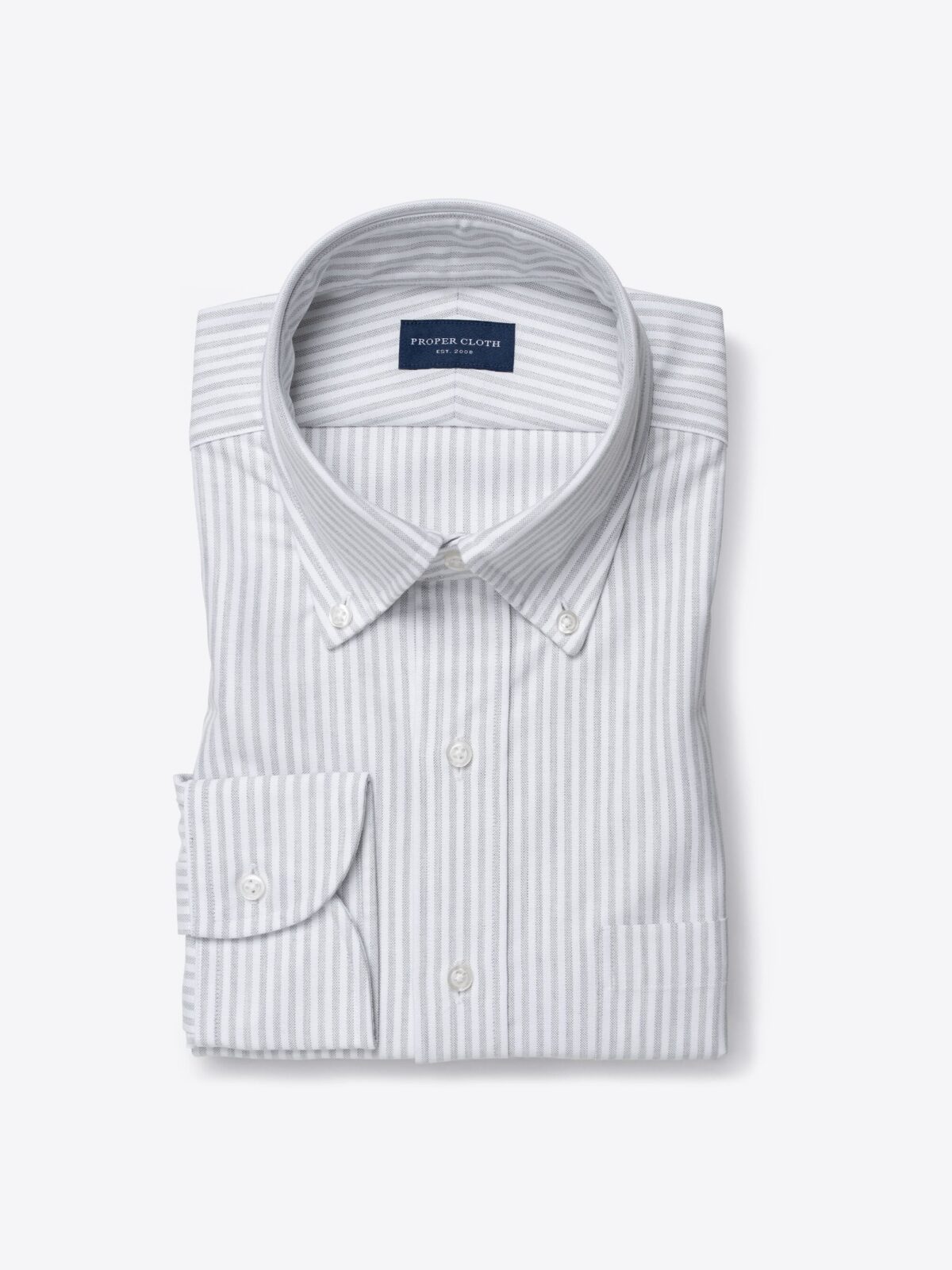 American Pima Grey Melange Stripe Oxford Cloth Shirt by Proper Cloth