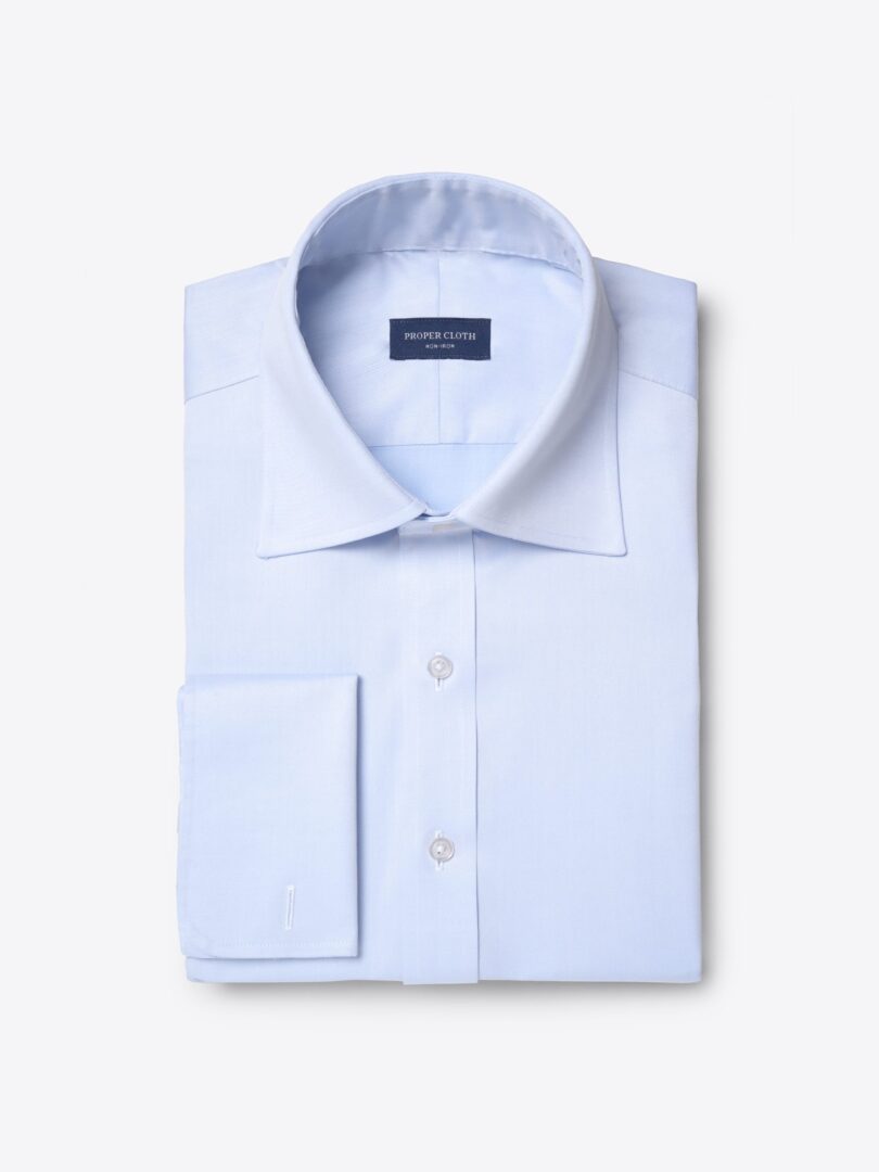 Non-Iron Supima Light Blue Twill Fitted Shirt 