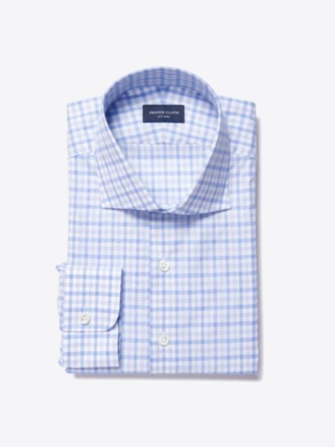 Shop Thomas Mason Blue and Grey End-on-End Check