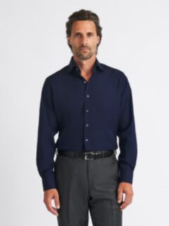 The Stanton 120s Broadcloth Dress Shirt in Navy