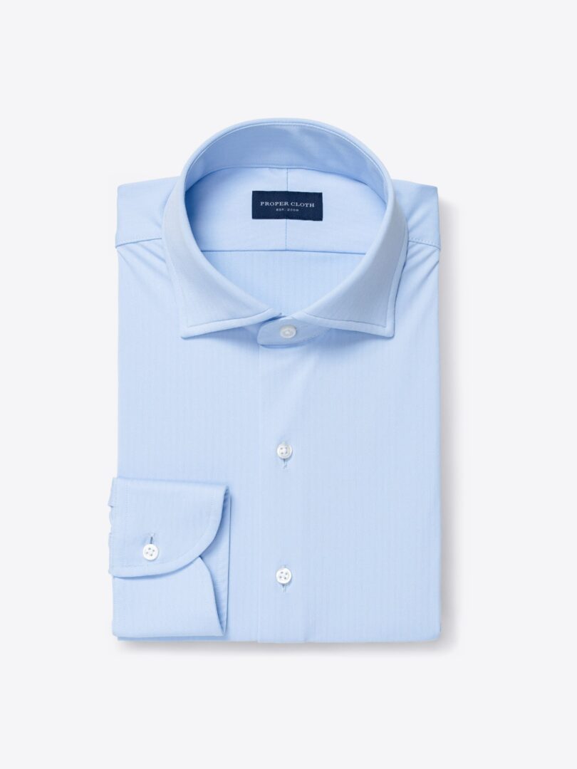 Light Blue Performance Knit Herringbone 