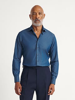 Proper Cloth Men's Albiate Washed Slate Blue Denim Dress Shirt - Blue, Size: 16, Regular, 100% Cotton Proper Cloth Men's Albiate Washed Slate Blue Denim Dress Shirt - Blue, Size: 16, Regular, 100% Cotton