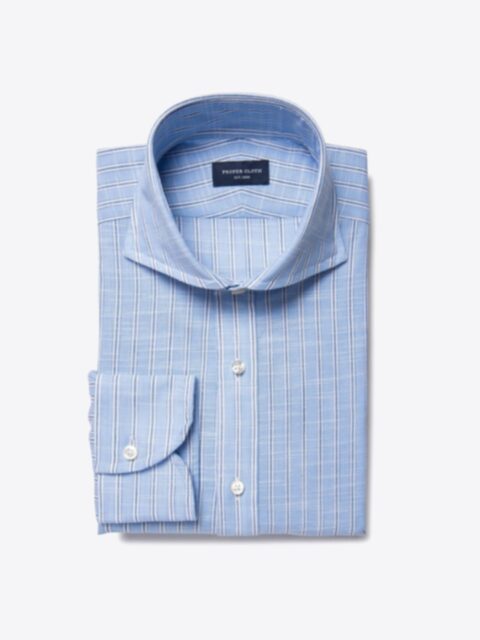 Shop Canclini Blue Slub Stripe