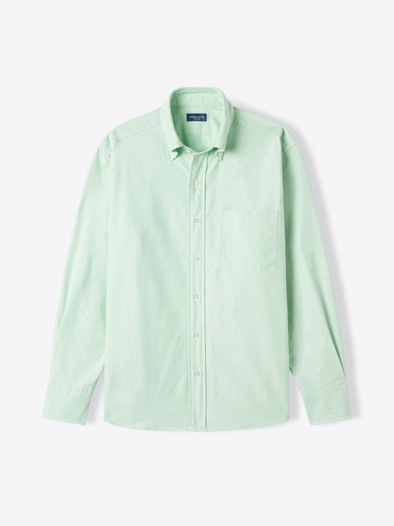 Green Oxford Cloth Fitted Dress Shirt 