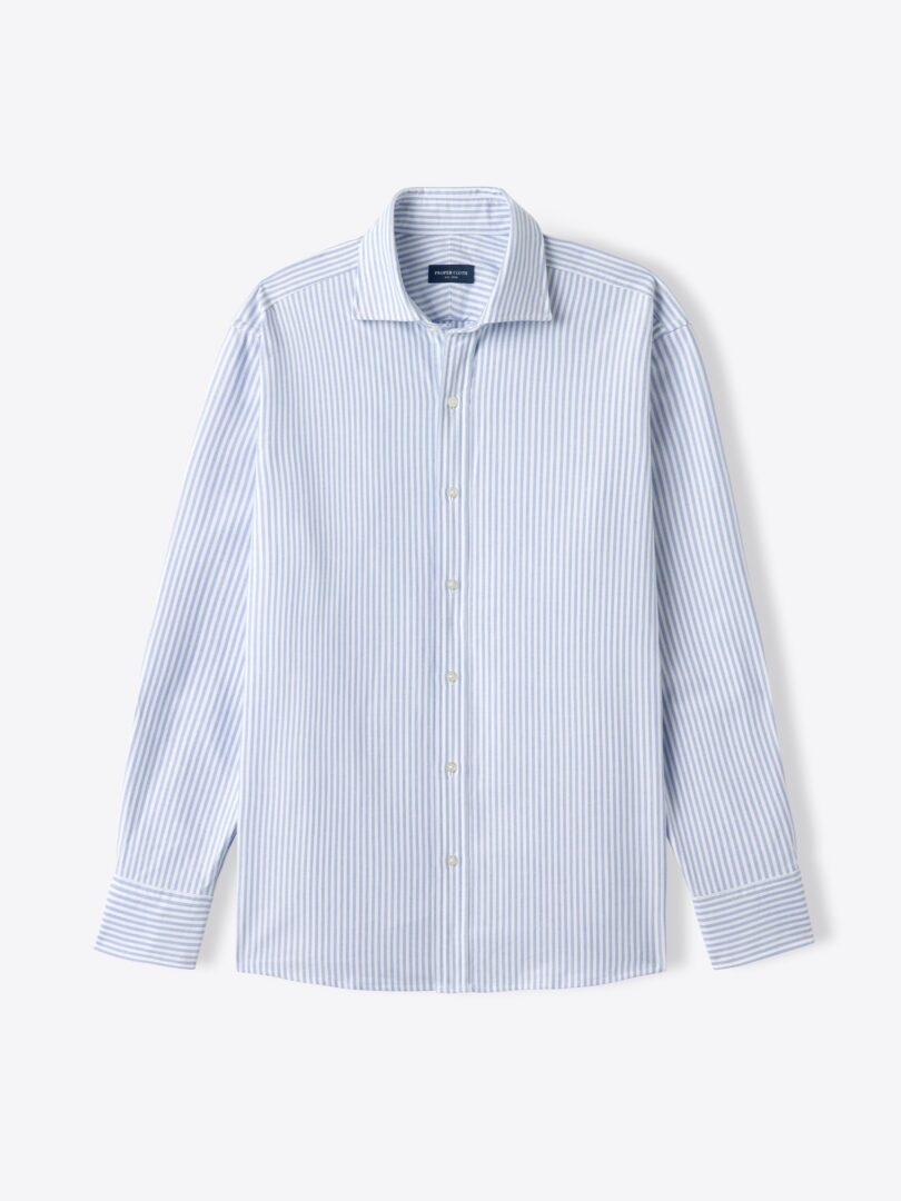 Blue University Stripe Oxford Cloth Custom Dress Shirt 