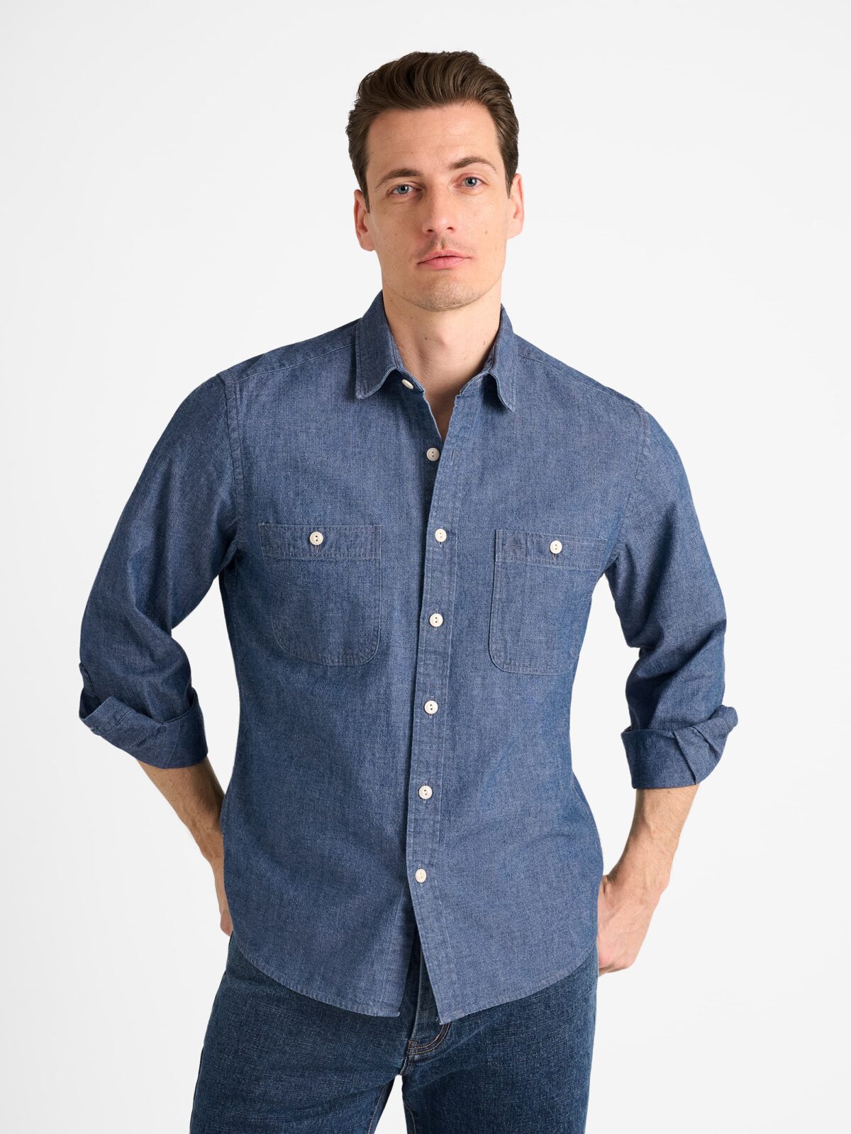 The Japanese Selvedge Heavy Chambray Utility Shirt in Indigo