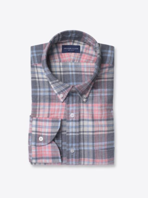 Shop Satoyama Sky and Pink Melange Plaid