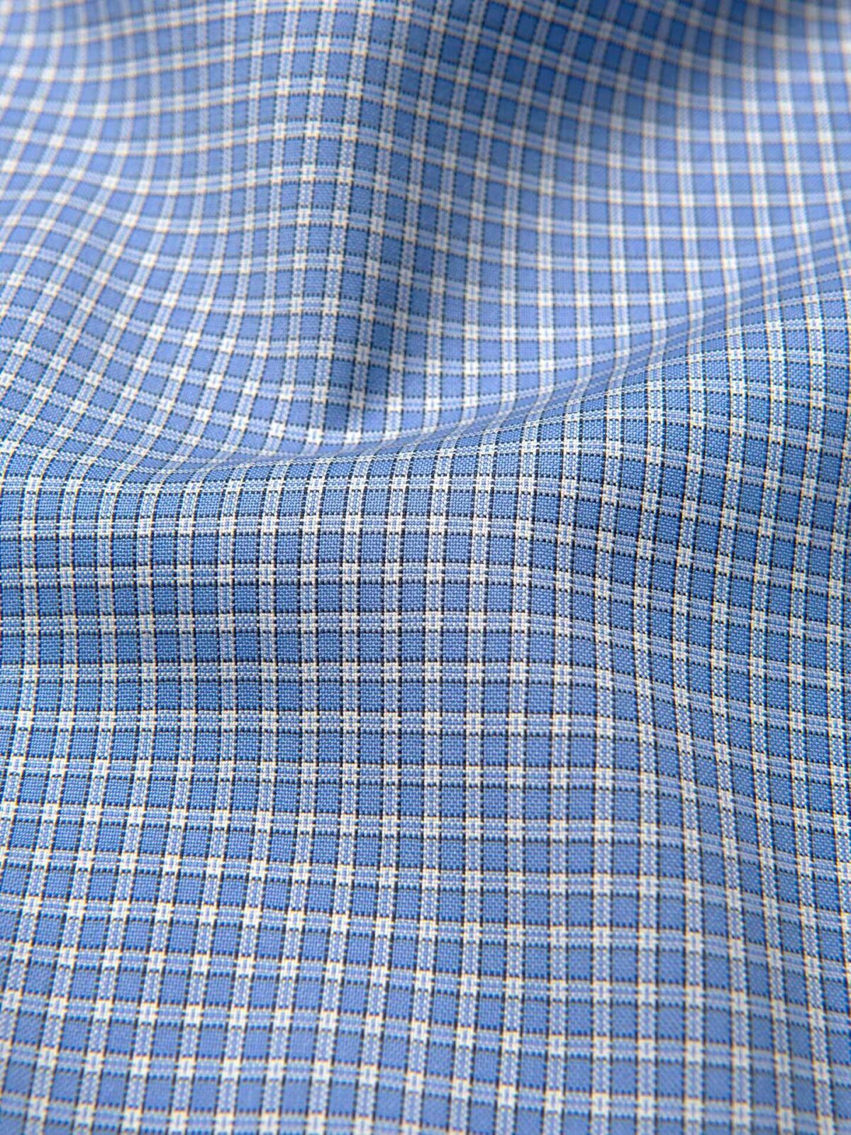 Reda Blue Small Check Merino Wool Shirts by Proper Cloth