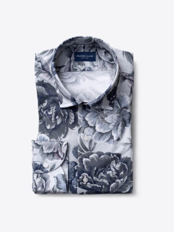 Albiate Blue and Grey Large Floral