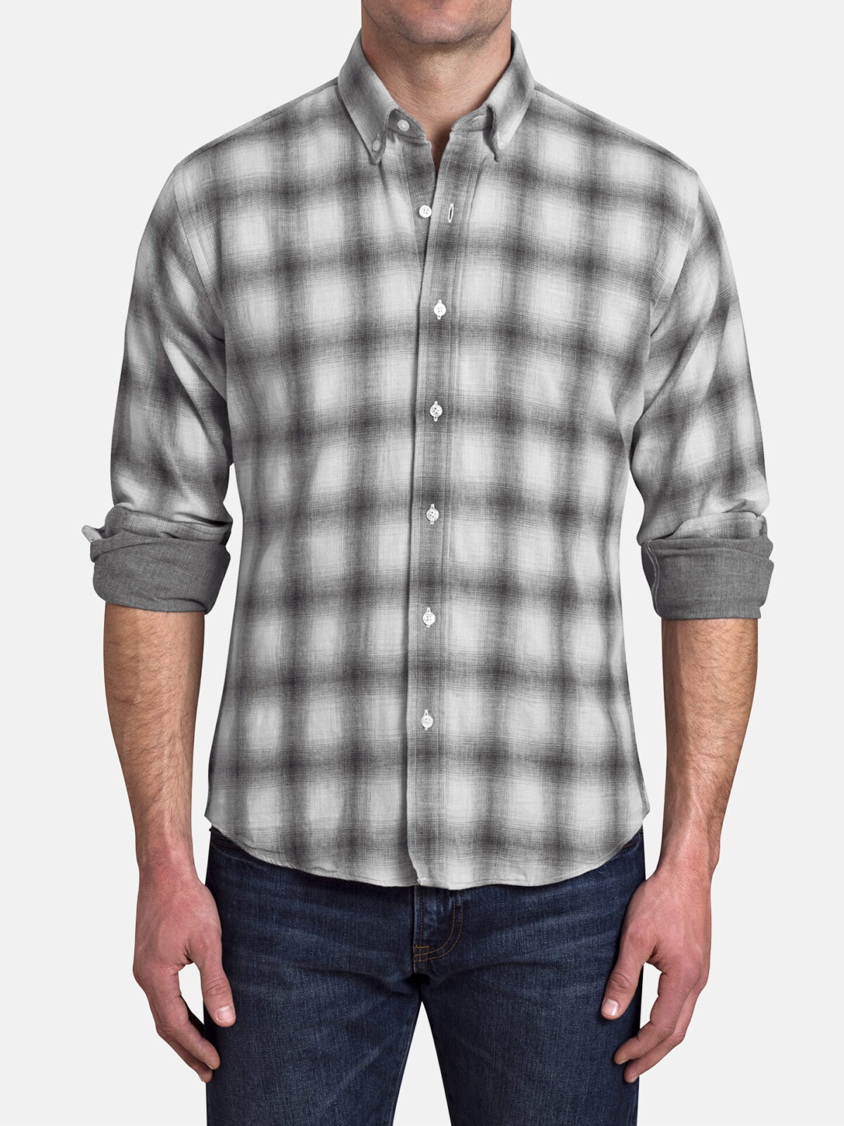 Light Grey Melange Ombre Plaid Double Cloth Custom Dress Shirt Shirt by  Proper Cloth