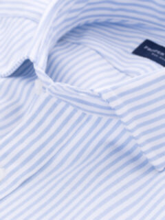 Thomas Mason Light Blue Stripe Oxford Custom Made Shirt Shirt by