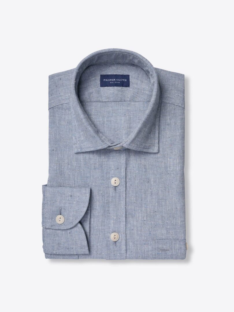 Toscana Blue Melange Recycled Cotton Chambray 