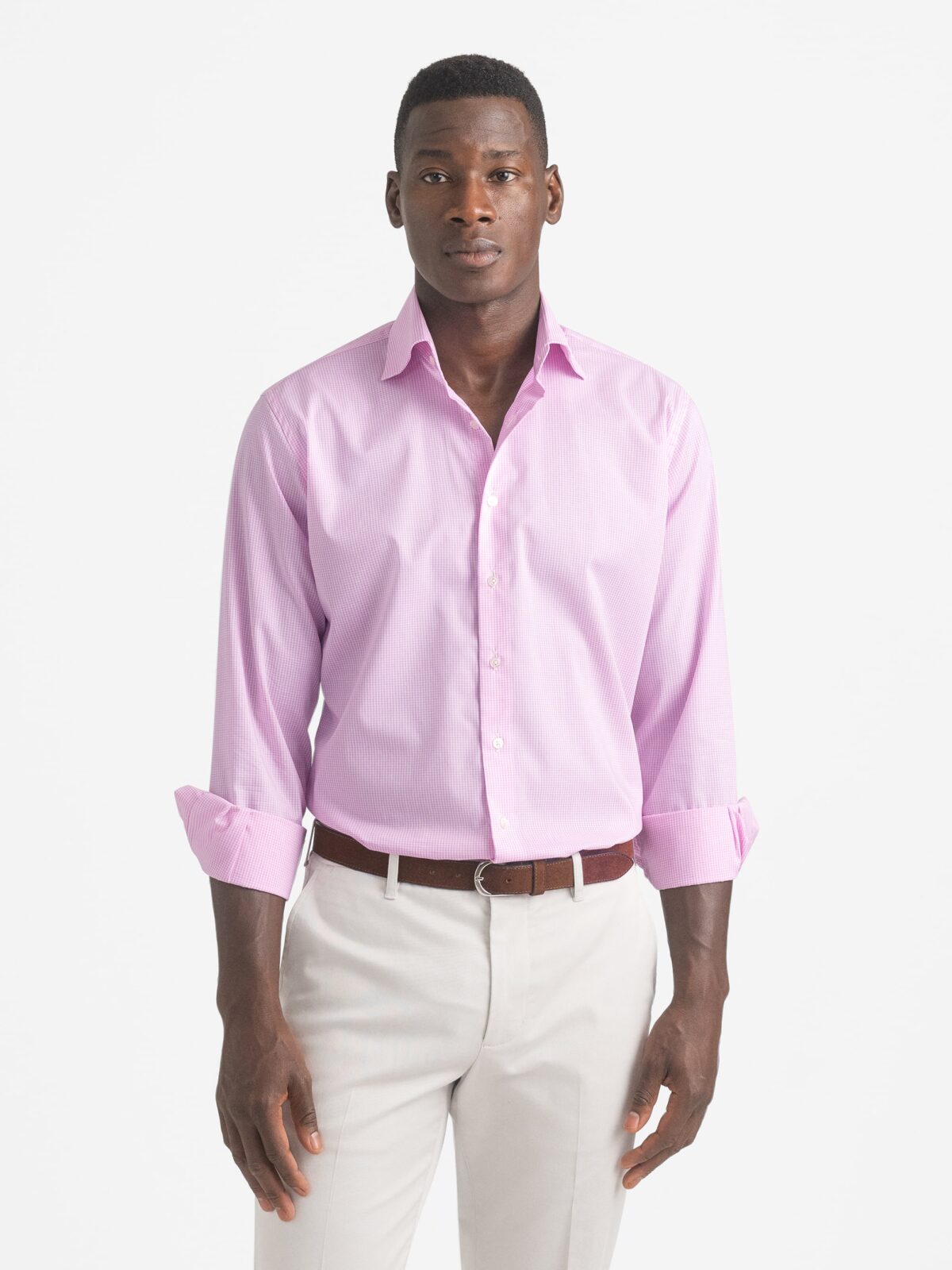 pink checkered dress shirt Pink Plaid Dress Shirt, S