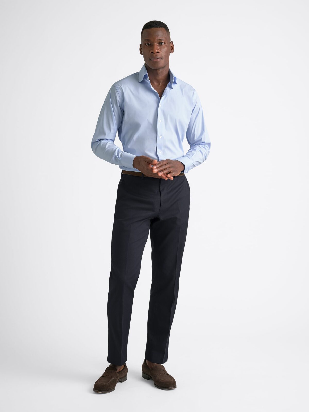 The Albini Stretch Poplin Dress Shirt in Light Blue