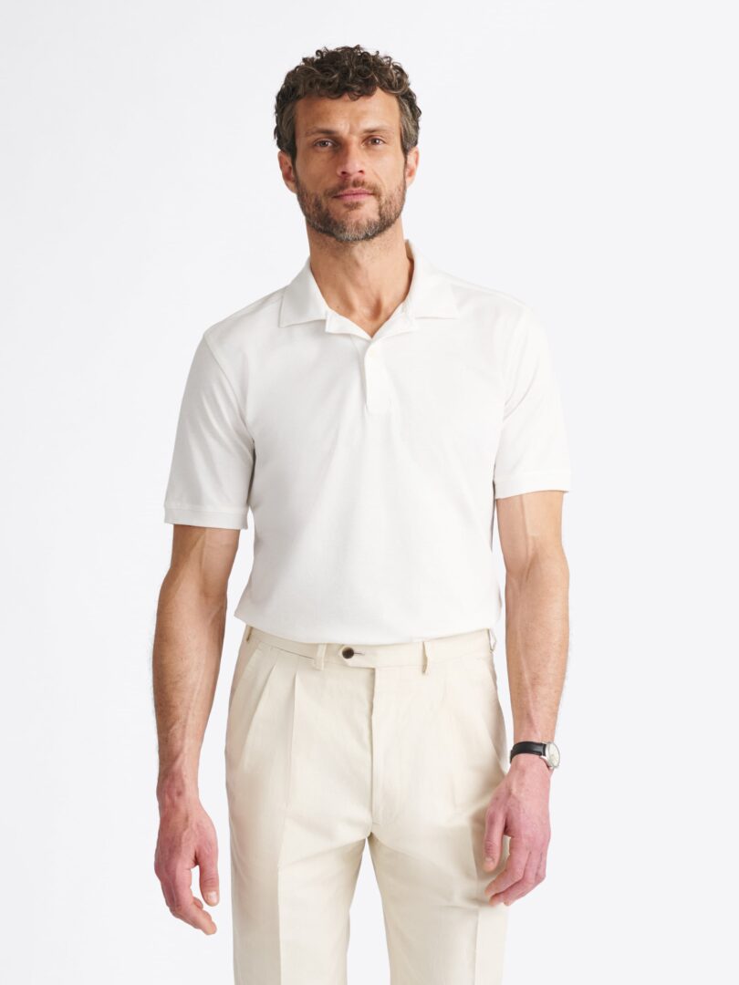 Monterey Natural White Cotton and Linen Blend Knit Pique Thumb Detail