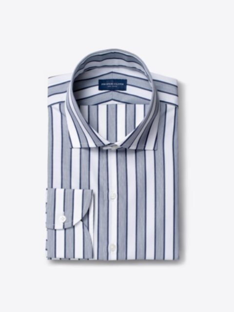 Shop Stanton 120s Navy Wide Ticking Stripe