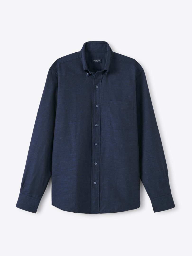 Navy Cotton Linen Oxford Button Down Product Image