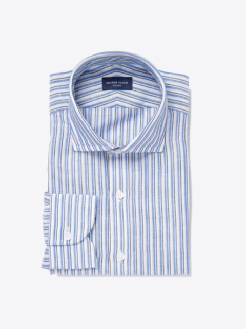 Shop Light Blue Cotton and Linen Multi Stripe