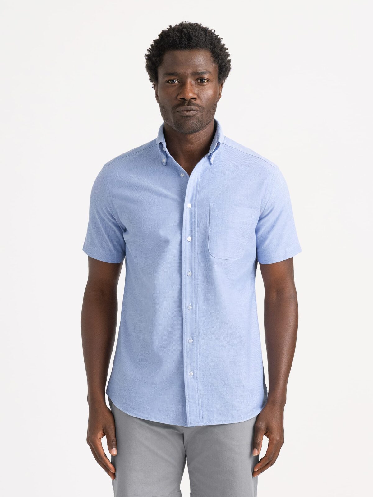 The Short Sleeve Lightweight Oxford Shirt in Blue