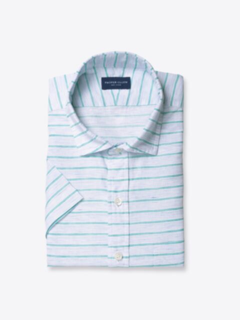 Shop Grandi and Rubinelli Washed Seafoam Horizontal Stripe Linen