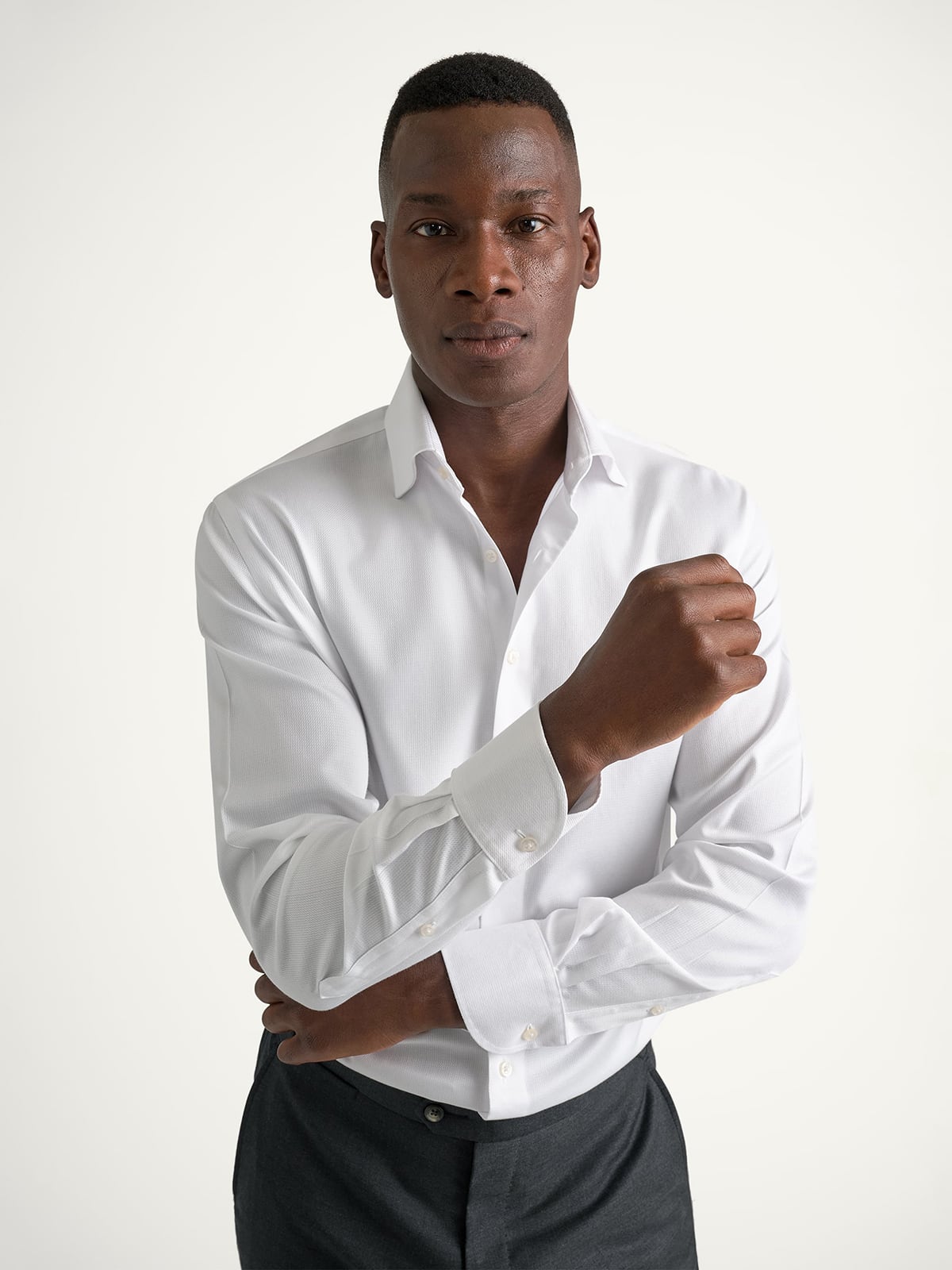 The Non-Iron Shirt in White Dobby