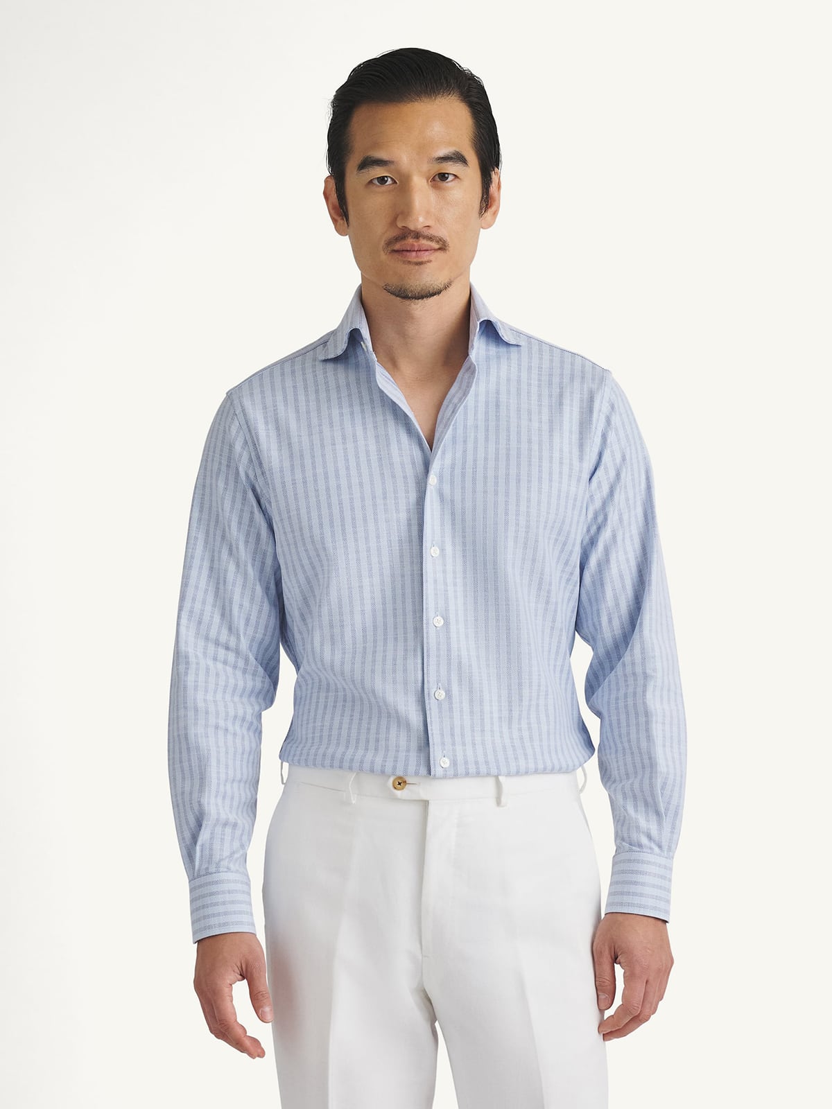 Proper Cloth Men's Amalfi Light Blue Stripe Stretch Pique Custom Dress Shirt - Blue, Size: 24, Big, Tall, Cotton