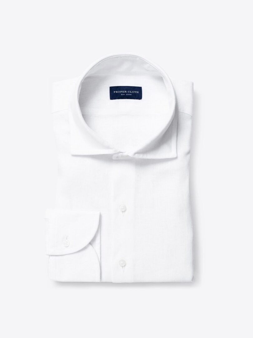 Redondo White Linen Custom Dress Shirt 