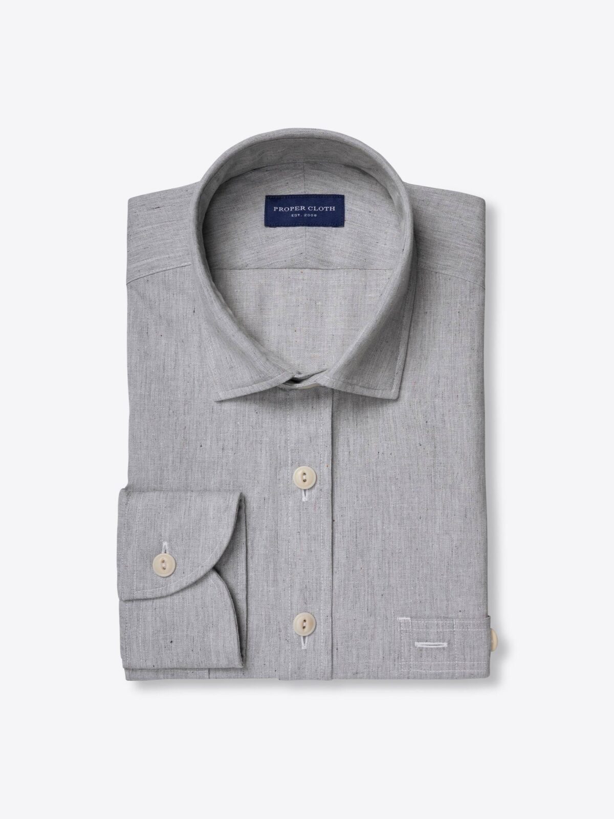 Albiate Light Grey Recycled Cotton Twill Shirt by Proper Cloth