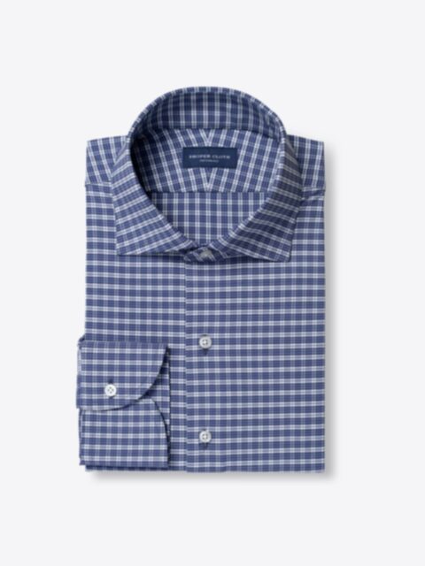 Shop Recycled Performance Nylon and Spandex Blend Navy Check