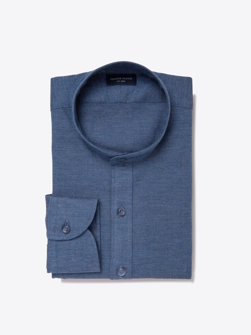 Japanese Slate Blue Chambray Fitted Shirt 